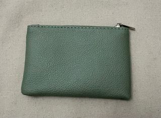 Monedero piel genuina verde