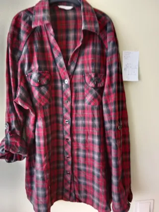 Blusa cuadros manga larga