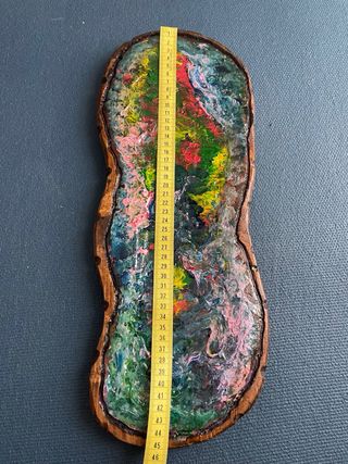 Bandeja decorativa de madera multicolor