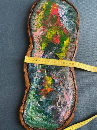 Bandeja decorativa de madera multicolor