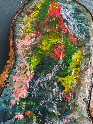 Bandeja decorativa de madera multicolor