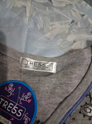 Camisón Tress estampado , regalo combinación rosa.