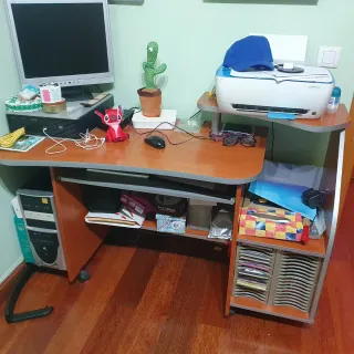 Mesa Ordenador Madera Metal Gris