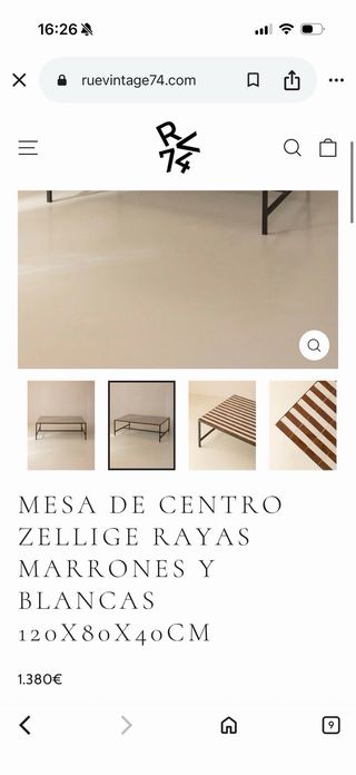 Tavolo da Salotto Zellige di Rue Vintage 74