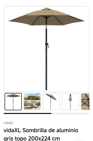 Sombrilla de aluminio vidaXL gris