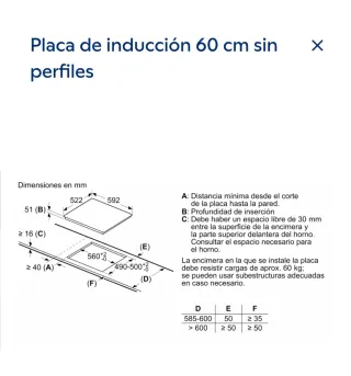Placa de inducción Balay 60 cm