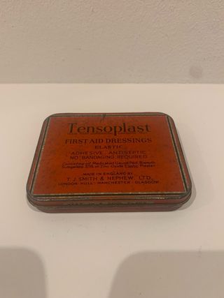 Scatola di latta Tensoplast vintage
