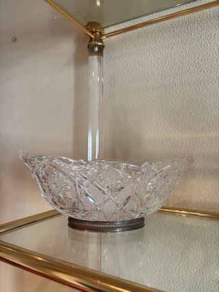 Centro de mesa cristal y plata