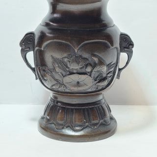 Coppia Vasi Bronzo Meiji Giappone 10.2 cm Fine XIX