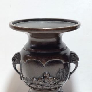 Coppia Vasi Bronzo Meiji Giappone 10.2 cm Fine XIX