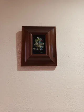 Cuadro óleo pequeño con marco de madera