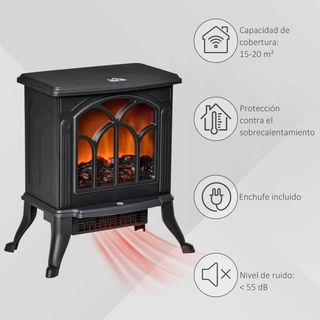 Chimenea Eléctrica de Pie 750/1500 W con Llama