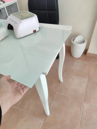 Mesa Manicura/Tocador Cristal y Madera