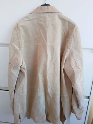 Giacca scamosciata vintage beige pelle blasting