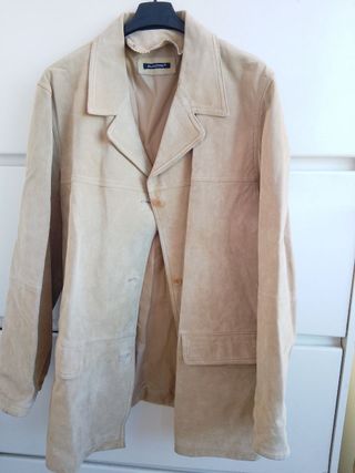 Giacca scamosciata vintage beige pelle blasting