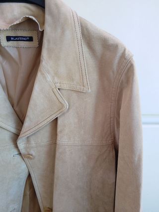 Giacca scamosciata vintage beige pelle blasting