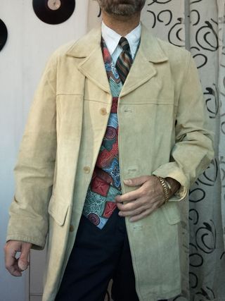Giacca scamosciata vintage beige pelle blasting