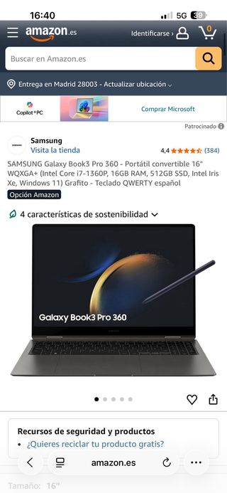 Samsung Galaxy Book3 Pro 360 16 Plata