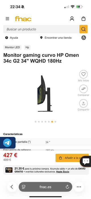 Monitor Gaming Curvo HP Omen 34 WQHD