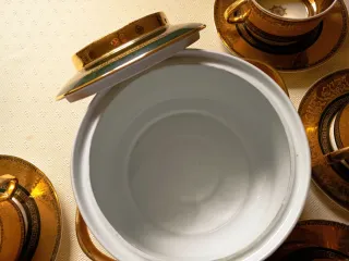 Juego Consomé Porcelana Oro