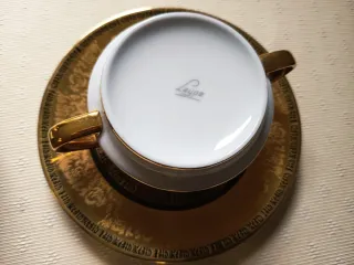 Juego Consomé Porcelana Oro