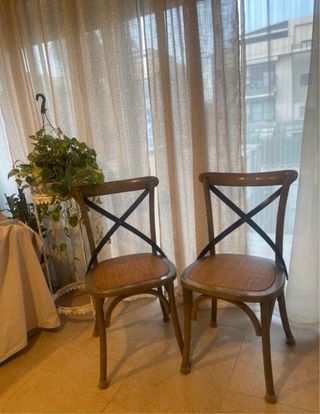 2 Sillas Comedor Madera Rattan