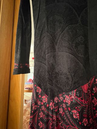 Vestido Largo Asimétrico Jacquard Negro