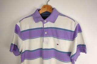 Polo Tommy Hilfiger Rayas Morado Blanco