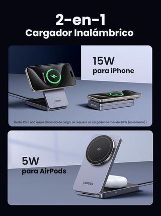 Cargador Inalámbrico UGREEN MagFlow Qi2 15W