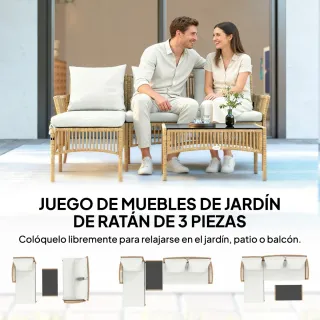 Conjunto Ratán Jardín Sofá y Mesa