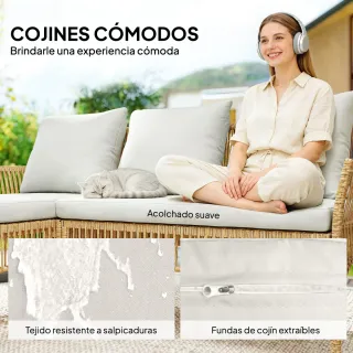 Conjunto Ratán Jardín Sofá y Mesa