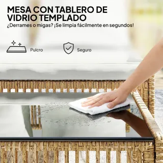 Conjunto Ratán Jardín Sofá y Mesa