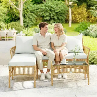 Conjunto Ratán Jardín Sofá y Mesa