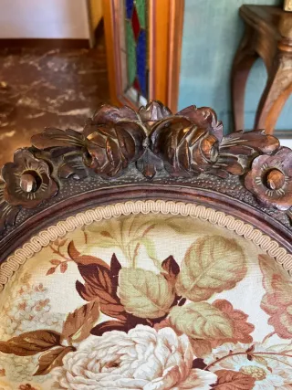 Pareja sillas vintage madera tapizadas en flores