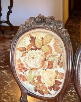 Pareja sillas vintage madera tapizadas en flores