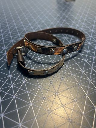 Pulsera de cuero doble vuelta plata