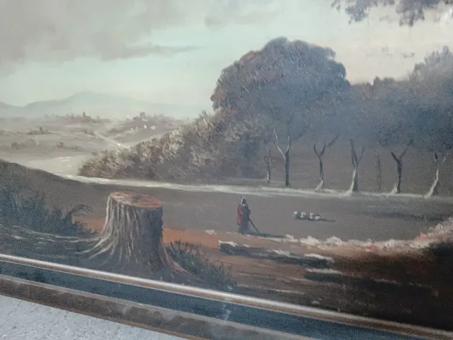 Cuadro antiguo grande paisaje