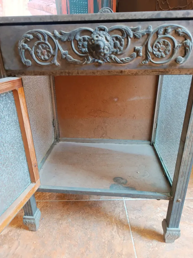 Mesilla metal y cristal vintage