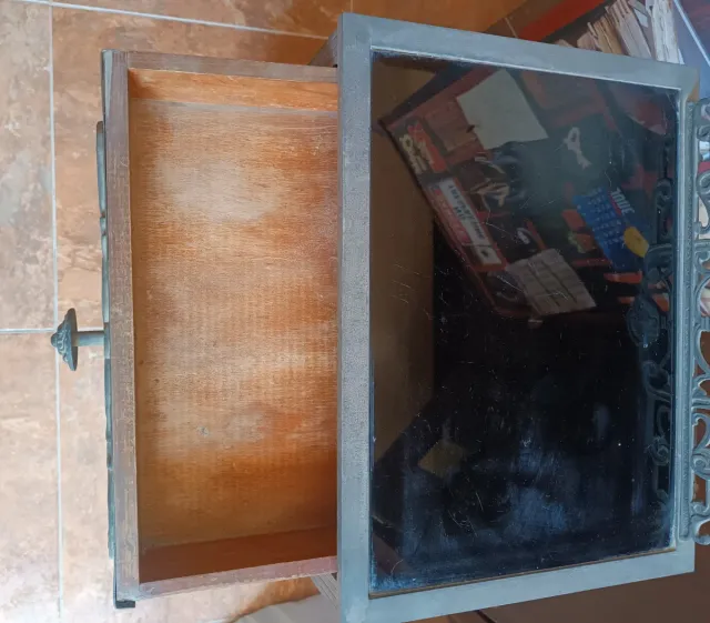 Mesilla metal y cristal vintage