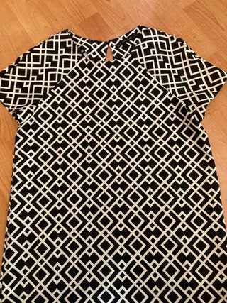 Vestido Zara Geométrico Negro Blanco Talla M