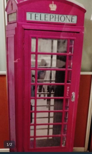 Cuadro de diseño Cabina Telefónica Vintage Rosa 3D