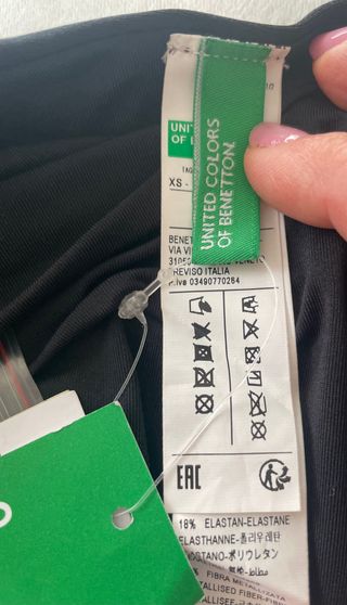 Trikini Benetton Bandeau Talla XS Plateado y Negro