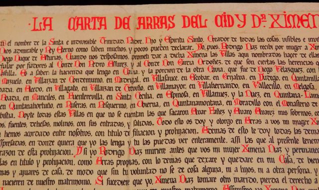 Carta de Arras del Cid y Da Jimena