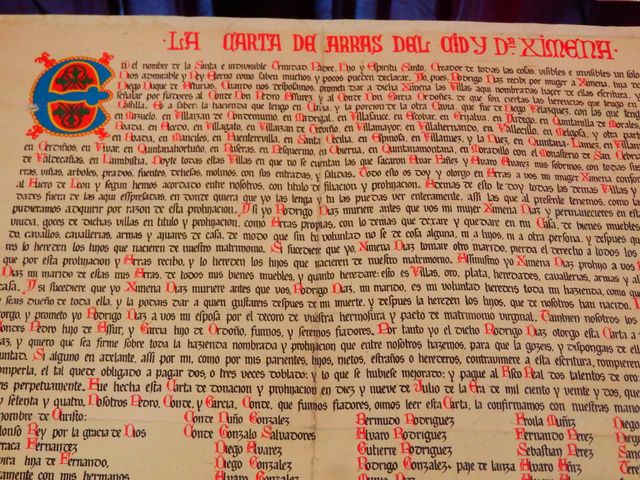 Carta de Arras del Cid y Da Jimena
