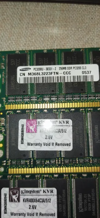 4 Módulos Memoria RAM DDR Kingston Samsung