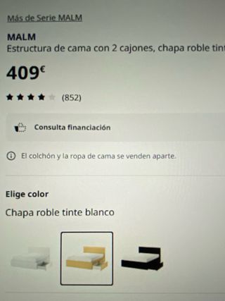 Estructura Cama Malm Madera con mesitas dormitorio