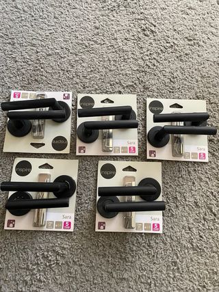 Manillas de puerta negras Inspire Sara (5 unidades