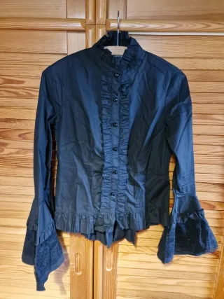Camisa Negra Estilo Lolita/Cosplay