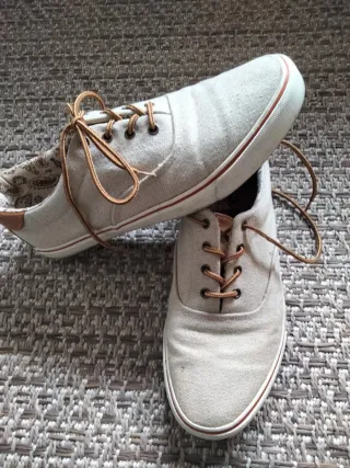 Zapatillas deportivas hombre beige y marrón