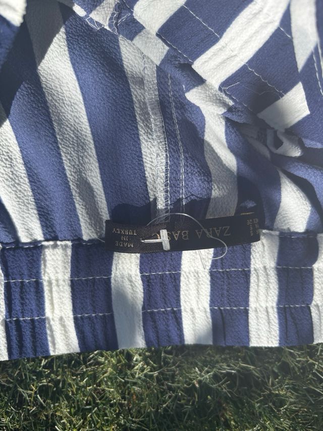 Pantalón rayas azul y blanco